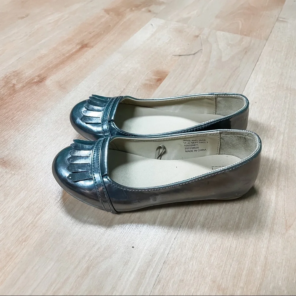 Janie & Jack Metallic Silver Tassel Detail Slip On Flats Toddler Girls Size 10*